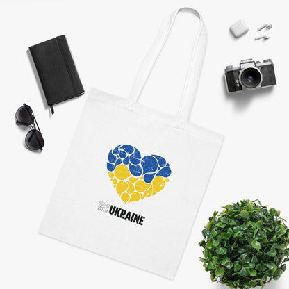 Stand With Ukraine - White Cotton Tote