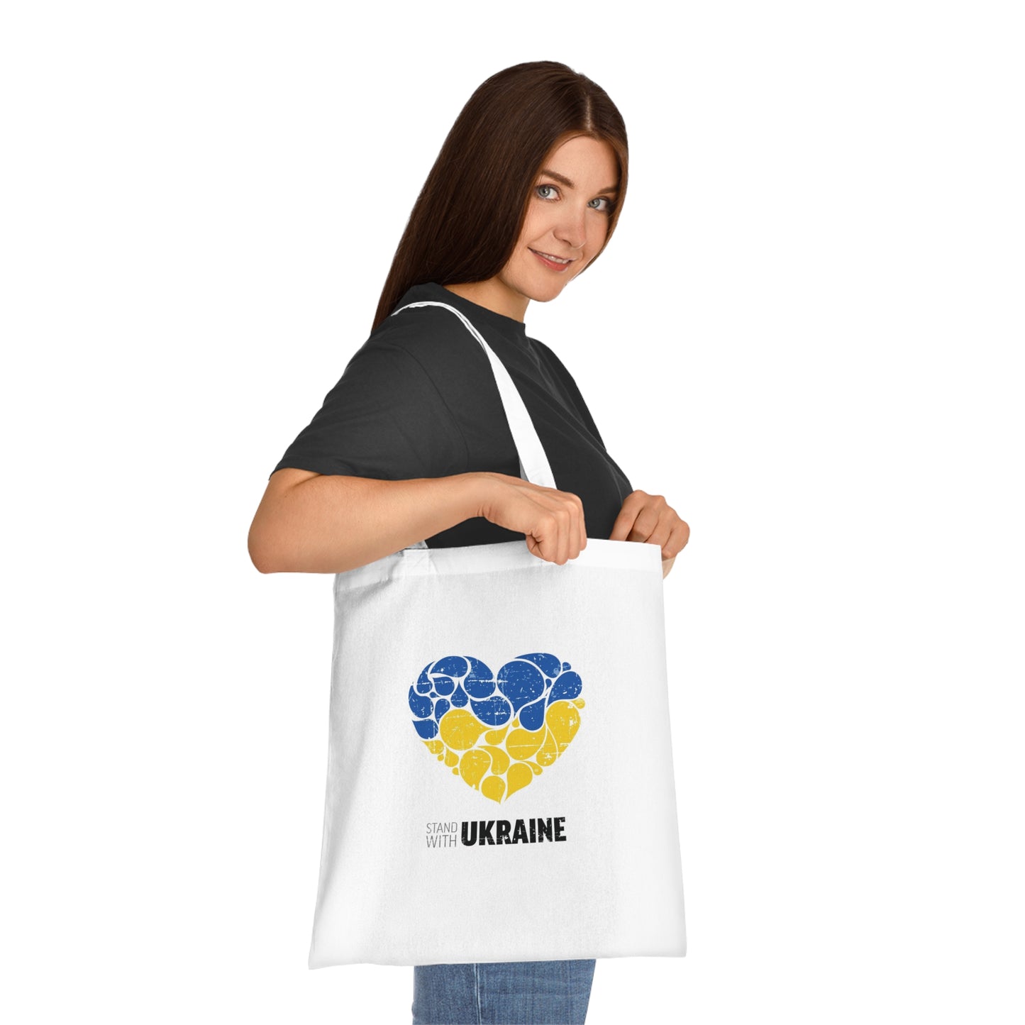 Stand With Ukraine - White Cotton Tote