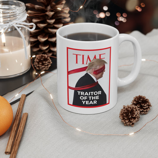 Ceramic Coffee Cup - 'Traitor of the Year' Design - Perfect Gift for Political Humor Lovers