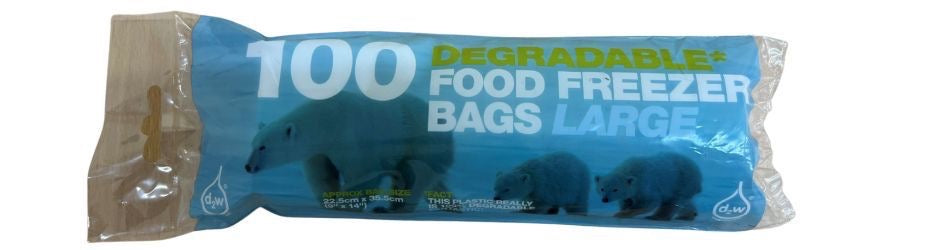 Degradable Food Freezer Bags Large (Pack of 100)