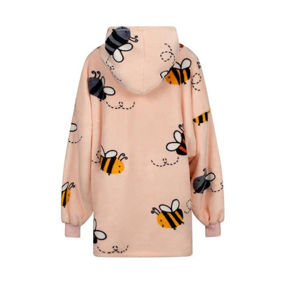 Buzzy Bees Oversized Blanket Sherpa Fleece Hoodie with pocket, Super Soft Warm Wearable Unisex