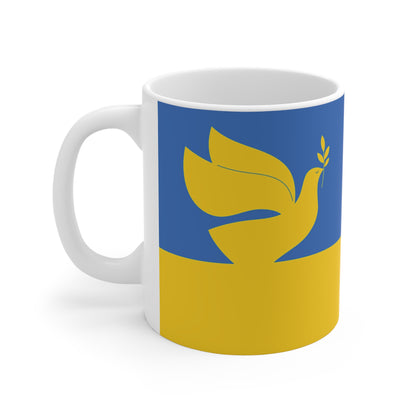 Flying Dove of Peace on Ukrainian Flag - Support The People of Ukraine - Proceeds Towards Aid for Ukraine.