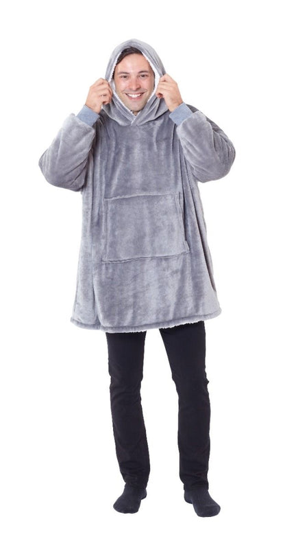 Oversized Sherpa Hoodie - Grey