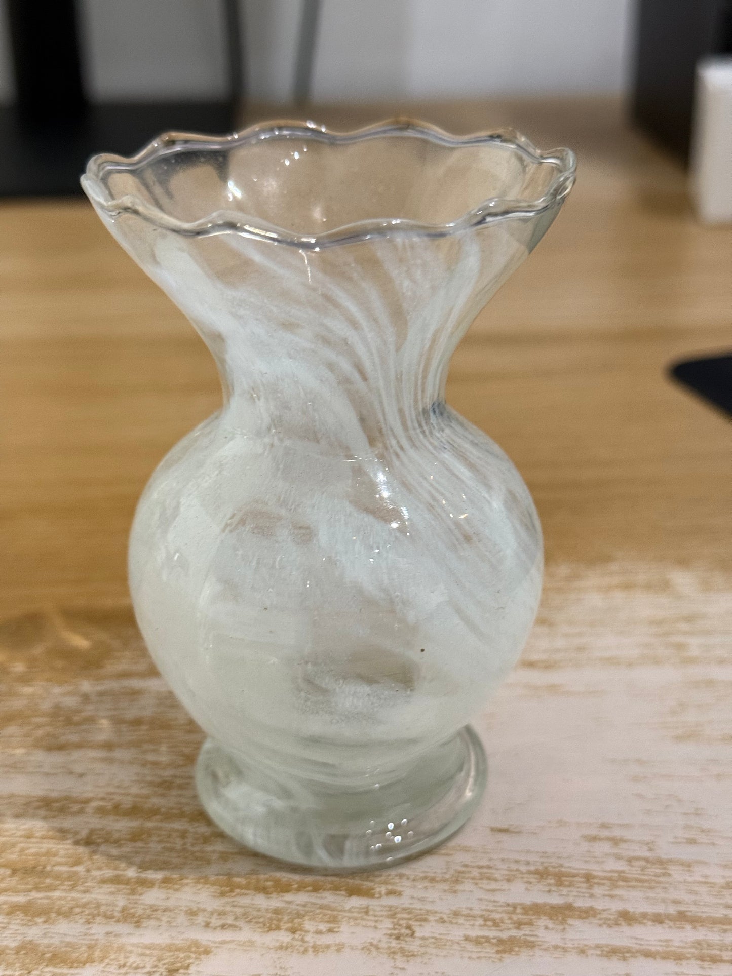 Pair Small White Glass Vases