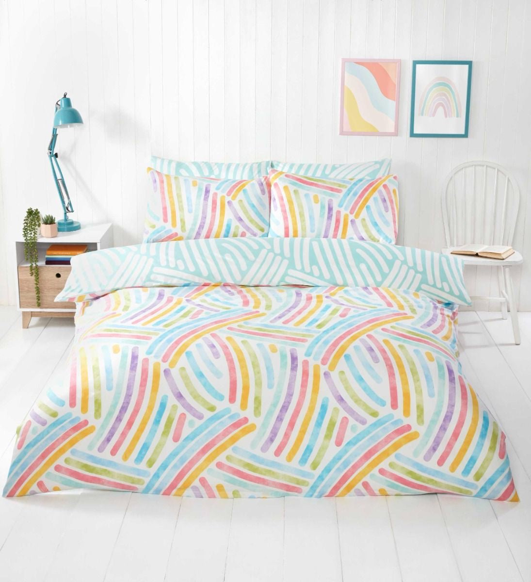 Rapport Home Rainbow Art Duvet and Pillowcase Set