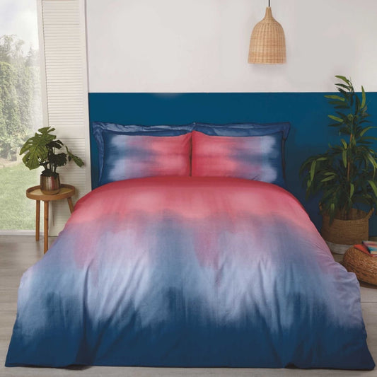 Rapport Home Ombré Blue/Red Duvet and Pillowcase Set