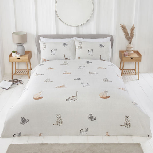 Rapport Home Purrfect Natural Duvet and Pillowcase Set